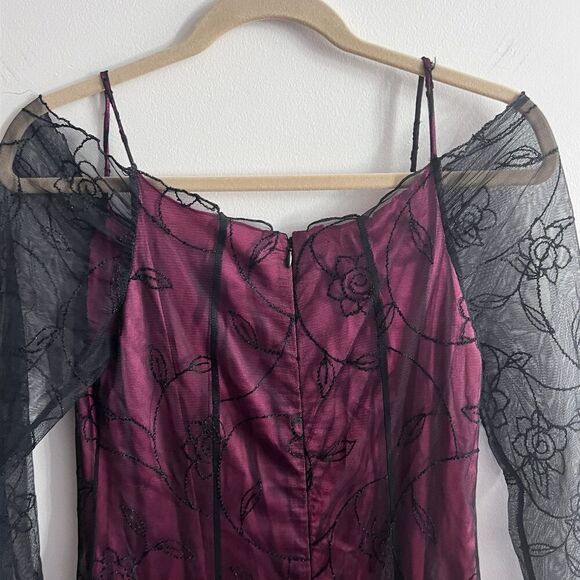 Michel Desjardins Maxi Lace Fairy Goth Dress Long Sleeve Y2K Vintage Romantic S? - Picture 12 of 15